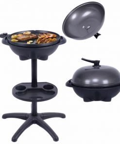 Electric BBQ Grill 1350W Non-stick 4 Temperature Setting Outdoor Garden Camping