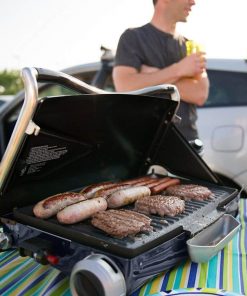 George Foreman GP200GM Portable Propane Camp & Tailgate Grill, Portable Gas Grill, Camping Grill, Gun Metal