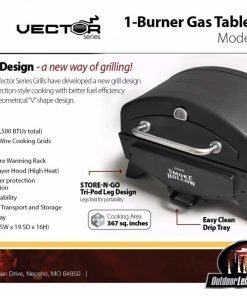 Smoke Hollow VT280B1 Vector Series, Portable Table Top Propane Gas Grill with Warming Rack, 367 sq. inches of Cooking Area, Dimensions: 25.25