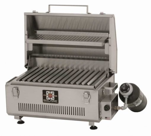 Solaire SOL-IR17BWR Portable Infrared Propane Gas Grill with Warming Rack, Stainless Steel, with Carrying Bag