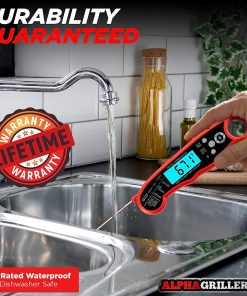 Alpha Grillers Instant Read Meat Thermometer for Grill and Cooking. Best Waterproof Ultra Fast Thermometer with Backlight & Calibration - 6