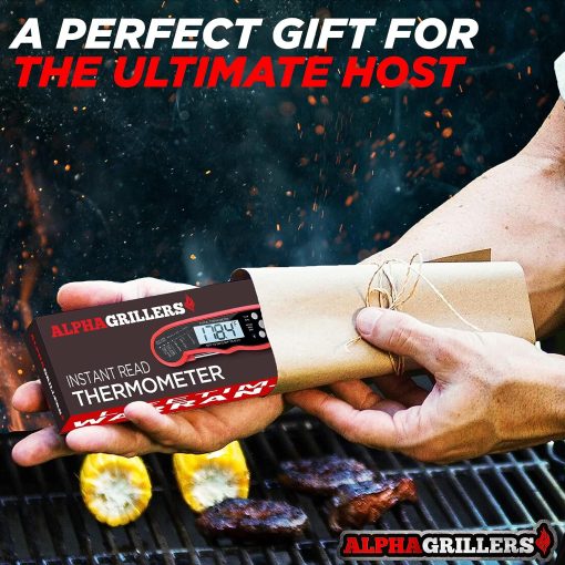 Alpha Grillers Instant Read Meat Thermometer for Grill and Cooking. Best Waterproof Ultra Fast Thermometer with Backlight & Calibration - 7