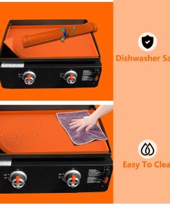 BANGIE Griddle Cover - Heavy Duty Silicone Griddle Mat for Blackstone 22 Griddle - Keep Surface Clean - High-Wall Design (Orange) - 4