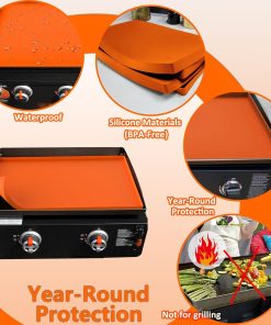 BANGIE Griddle Cover - Heavy Duty Silicone Griddle Mat for Blackstone 22 Griddle - Keep Surface Clean - High-Wall Design (Orange) - 5
