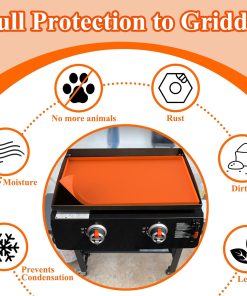 BANGIE Griddle Cover - Heavy Duty Silicone Griddle Mat for Blackstone 22 Griddle - Keep Surface Clean - High-Wall Design (Orange) - 6