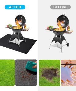 Cvtayn Under Grill Mat 48 ×30 Inch for Outdoor Charcoal, Flat Top, Smokers, Gas Grills.Oil-Proof and Water-Proof BBQ Fireproof Mat Protects Deck Grass - 3