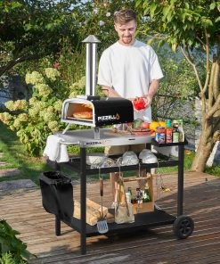 PIZZELLO Outdoor Grill Cart Three-Shelf Grill Table Movable BBQ Trolley Food Prep Carts Stainless Steel Multifunctional Worktable Island - 7