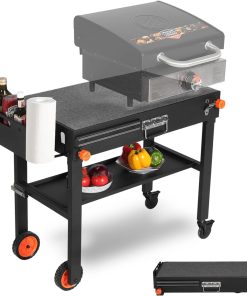 Portable Outdoor Grill Table, Folding Grill Cart Solid and Sturdy, Blackstone Griddle Stand Large Space, Blackstone Table with Paper Towel Holder - 1