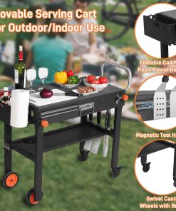 Portable Outdoor Grill Table, Folding Grill Cart Solid and Sturdy, Blackstone Griddle Stand Large Space, Blackstone Table with Paper Towel Holder - 5