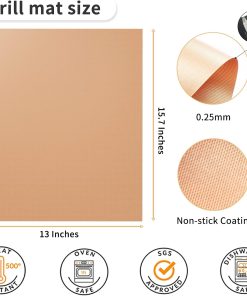 YRYM HT Copper Grill Mats for Outdoor Grill -Set of 5 Nonstick BBQ Grill Mat 15.75 x 13, Reusable & Heavy Duty Under Grill Mat, Easy to Clean - 2