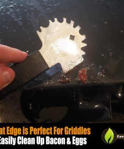 Cave Tools Bristle-Free Metal Grill & Griddle Scraper - Includes Bottle Opener - Barbeque Brush Substitute - BBQ Grill Accessories, Stainless Steel - 4