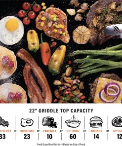 Blackstone 1813 Original 22” Tabletop Griddle with Hood and Stainless Steel Front Plate, Powder Coated Steel, Black - 6