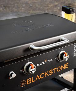 Blackstone 1883 Original 28” Griddle with Integrated Protective Hood and Counter Height Side Shelves, Powder Coated Steel, Black - 6