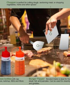 19PCS Griddle Accessories Kit, Stainless Steel Flat Top Grill Accessories Set for Blackstone and Camp Chef, Grill Spatula Set with Enlarged Spatulas, Basting Cover, Scraper for Outdoor Barbecue - 6