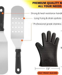 Griddle Accessories Kit, 135 Pcs Griddle Grill Tools Set for Blackstone and Camp Chef, Professional Grill BBQ Spatula Set with Basting Cover, Spatula, Scraper, Bottle, Tongs, Egg Ring - 3