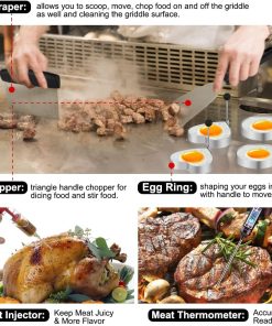 Griddle Accessories Kit, 135 Pcs Griddle Grill Tools Set for Blackstone and Camp Chef, Professional Grill BBQ Spatula Set with Basting Cover, Spatula, Scraper, Bottle, Tongs, Egg Ring - 5
