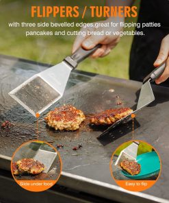 HOMENOTE Griddle Accessories Kit, Exclusive Griddle Tools Spatulas Set for Blackstone - 8 Pcs Commercial Grade Flat Top Grill Accessories - 3