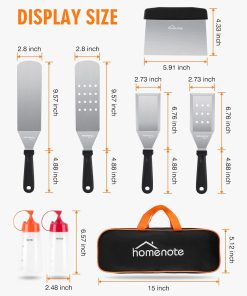 HOMENOTE Griddle Accessories Kit, Exclusive Griddle Tools Spatulas Set for Blackstone - 8 Pcs Commercial Grade Flat Top Grill Accessories - 6
