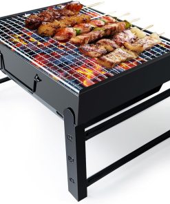 BBQ Barbecue Grill, Portable Foldable Charcoal Grill for Outdoor, Stainless Steel BBQ Tabletop Smoker for Picnic, Garden, Terrace, Camping, Travel, Hiking - 1
