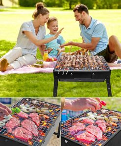 BBQ Barbecue Grill, Portable Foldable Charcoal Grill for Outdoor, Stainless Steel BBQ Tabletop Smoker for Picnic, Garden, Terrace, Camping, Travel, Hiking - 7