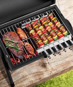 Portable Charcoal Grill, Tabletop Outdoor Barbecue Smoker, Small BBQ Grill for Outdoor Cooking Backyard Camping Picnics Beach by DNKMOR GREEN - 4