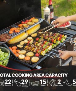 Royal Gourmet CD1824EN 24” Charcoal Grill Outdoor Smoker with Side Tables Backyard Griller Party BBQ Picnic Patio Cooking, Black - 5