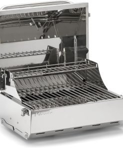 Camco Kuuma Stow N’Go 216 Elite Propane Grill - Features Built-In Thermometer & Push-Button Igniter - Includes Fold Away Legs & Removable Warming Rack - 1