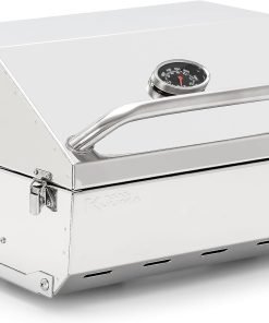Camco Kuuma Stow N’Go 216 Elite Propane Grill - Features Built-In Thermometer & Push-Button Igniter - Includes Fold Away Legs & Removable Warming Rack - 3