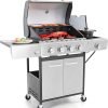 Captiva Designs 4-Burner Propane Gas BBQ Grill with Side Burner & Porcelain-Enameled Cast Iron Grates, 42,000 BTU Output Stainless Steel Grill for Outdoor Cooking Kitchen - 1