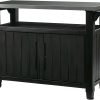 Keter Unity XL Portable Outdoor Table with Stainless Steel Top for Kitchen Prep and Outdoor Storage Cabinet for Grilling Accessories, Dark Grey - 1