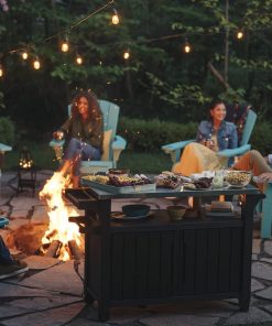 Keter Unity XL Portable Outdoor Table with Stainless Steel Top for Kitchen Prep and Outdoor Storage Cabinet for Grilling Accessories, Dark Grey - 2