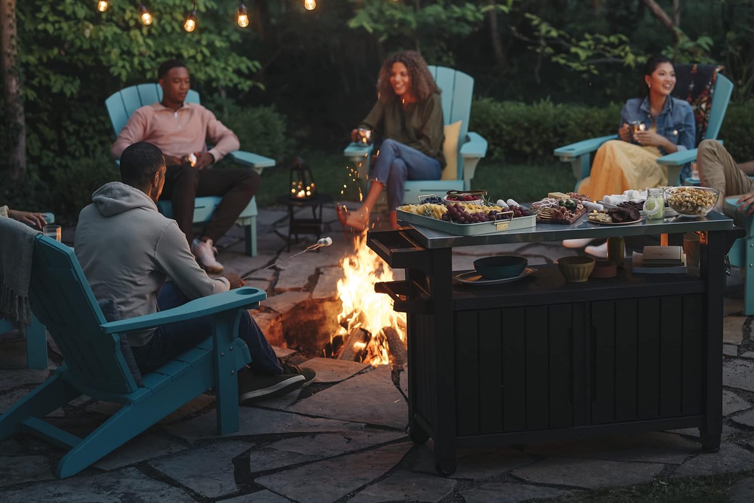 Keter Unity XL Portable Outdoor Table with Stainless Steel Top for Kitchen Prep and Outdoor Storage Cabinet for Grilling Accessories, Dark Grey - 4