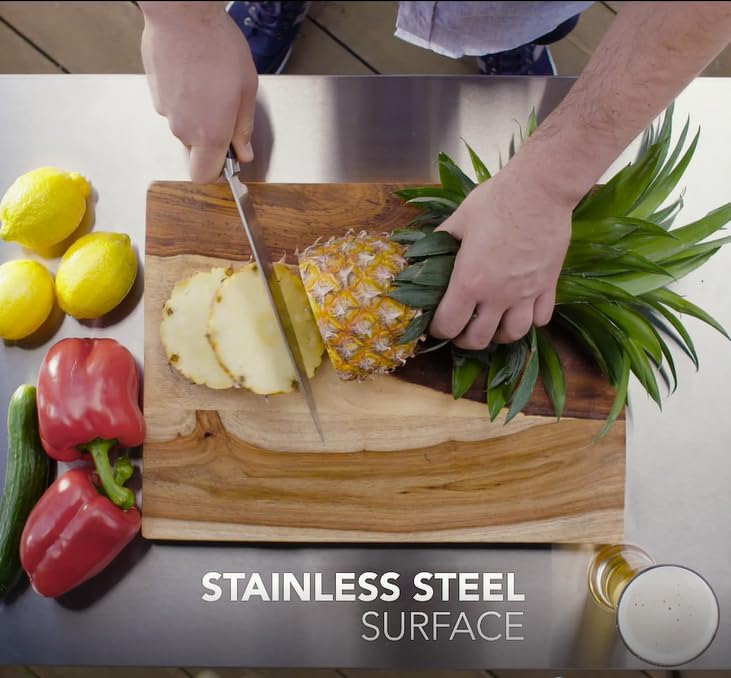 Keter Unity XL Portable Outdoor Table with Stainless Steel Top for Kitchen Prep and Outdoor Storage Cabinet for Grilling Accessories, Dark Grey - 6