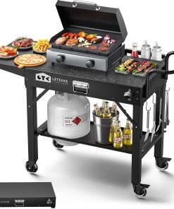Leteuke Grill Cart for Blackstone Griddle, Portable Outdoor Grill Table, Foldable Cart Table with Wheels for Ninja Grill, Grill Cart Fit 17 Inch Or 22 Inch Griddle - 1