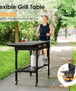Leteuke Grill Cart for Blackstone Griddle, Portable Outdoor Grill Table, Foldable Cart Table with Wheels for Ninja Grill, Grill Cart Fit 17 Inch Or 22 Inch Griddle - 7