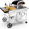 Pizza Oven Table Grill Cart for Ooni Koda-Karu-Fyra 16& 12 with Pizza Topping Station Movable Food and Prep Workcart Outdoor Grill Table Stand for Ninja Woodfire - 1
