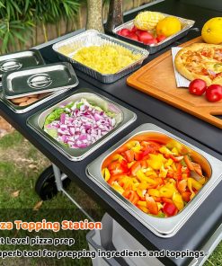 Pizza Oven Table Grill Cart for Ooni Koda-Karu-Fyra 16& 12 with Pizza Topping Station Movable Food and Prep Workcart Outdoor Grill Table Stand for Ninja Woodfire - 4