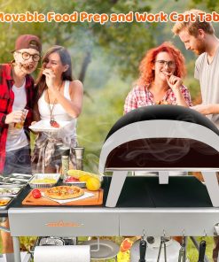 Pizza Oven Table Grill Cart for Ooni Koda-Karu-Fyra 16& 12 with Pizza Topping Station Movable Food and Prep Workcart Outdoor Grill Table Stand for Ninja Woodfire - 6