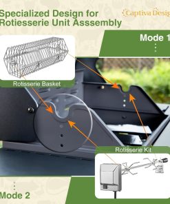 Captiva Designs 4-Burner Propane Gas BBQ Grill with Side Burner & Porcelain-Enameled Cast Iron Grates, 46,700 BTU Output for Outdoor Cooking Kitchen and Patio Backyard Barbecue, Black - 5