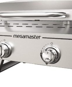 Megamaster Premium Outdoor Cooking 2-Burner Grill, While Camping, Outdoor Kitchen, Patio Garden, Barbecue with Two Foldable legs, Silver in Stainless Steel - 2