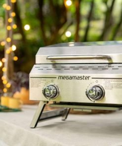 Megamaster Premium Outdoor Cooking 2-Burner Grill, While Camping, Outdoor Kitchen, Patio Garden, Barbecue with Two Foldable legs, Silver in Stainless Steel - 6