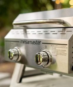 Megamaster Premium Outdoor Cooking 2-Burner Grill, While Camping, Outdoor Kitchen, Patio Garden, Barbecue with Two Foldable legs, Silver in Stainless Steel - 7