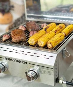 Megamaster Premium Outdoor Cooking 2-Burner Grill, While Camping, Outdoor Kitchen, Patio Garden, Barbecue with Two Foldable legs, Silver in Stainless Steel - 9