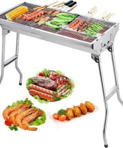Barbecue Charcoal Grill Stainless Steel Folding Portable BBQ Tool Kits for Outdoor Cooking Camping Hiking Picnics Tailgating Backpacking or Any Outdoor Event (Large) - 1