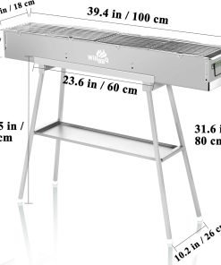 Commercial Quality Portable Charcoal Grills Multiple Size Hibachi BBQ Lamb Skewer Folded Camping Barbecue Grill for Garden Backyard Party Picnic Travel Outdoor Cooking Use - 3