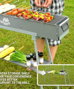 Commercial Quality Portable Charcoal Grills Multiple Size Hibachi BBQ Lamb Skewer Folded Camping Barbecue Grill for Garden Backyard Party Picnic Travel Outdoor Cooking Use - 6