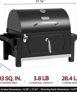 Royal Gourmet CD1519 Tabletop Charcoal Grill with Warming Rack, Potable Charcoal Grill with 303 Sq. In Cooking Area for for Outdoor Camping and Picnic Grilling - 3