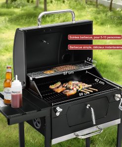 Royal Gourmet CD1824G 24 Inch Charcoal Grill with Foldable Side Table, Outdoor BBQ Grill with 490 Sq. In. Cooking Area for Picnic and Camping Grilling, Black - 4