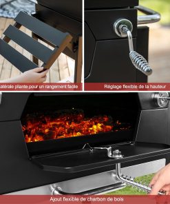 Royal Gourmet CD1824G 24 Inch Charcoal Grill with Foldable Side Table, Outdoor BBQ Grill with 490 Sq. In. Cooking Area for Picnic and Camping Grilling, Black - 5