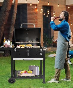 Royal Gourmet CD1824G 24 Inch Charcoal Grill with Foldable Side Table, Outdoor BBQ Grill with 490 Sq. In. Cooking Area for Picnic and Camping Grilling, Black - 7